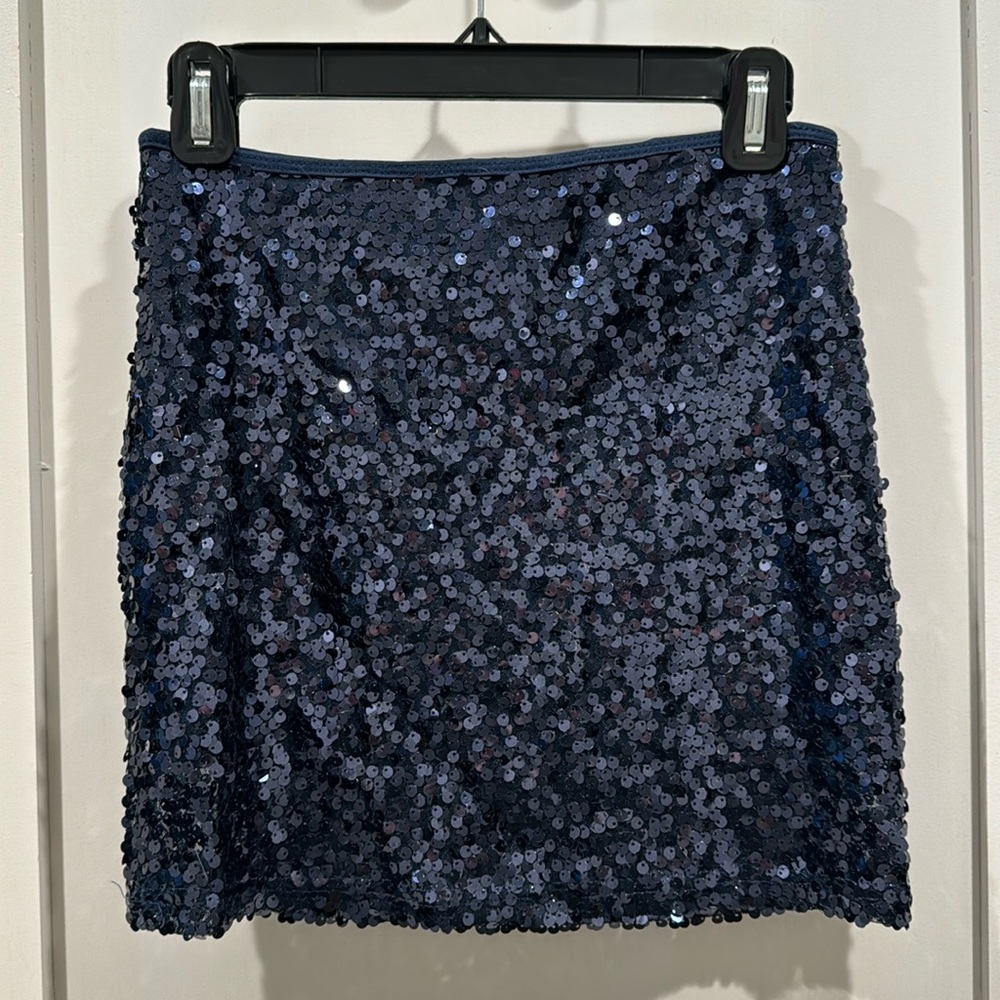Blue sequin mini skirt